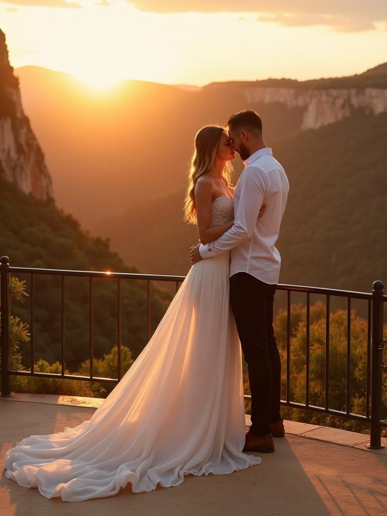 Bride dress detail at sunset